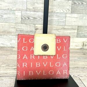 BVLGARI VINTAGE pink & tan denim wallet RARE